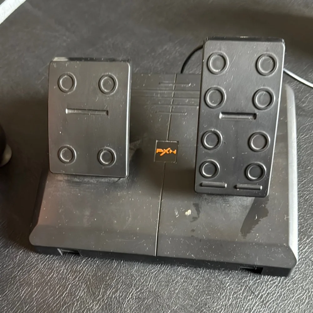 Orange and Black Racing Wheel with Pedals